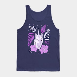 Unicorn and Hibiscus Pink Blue Floral Pattern Tank Top